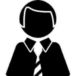 A silhouette of a man in a suit and tie.