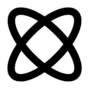 A black and white symbol of a circle and a triangle.